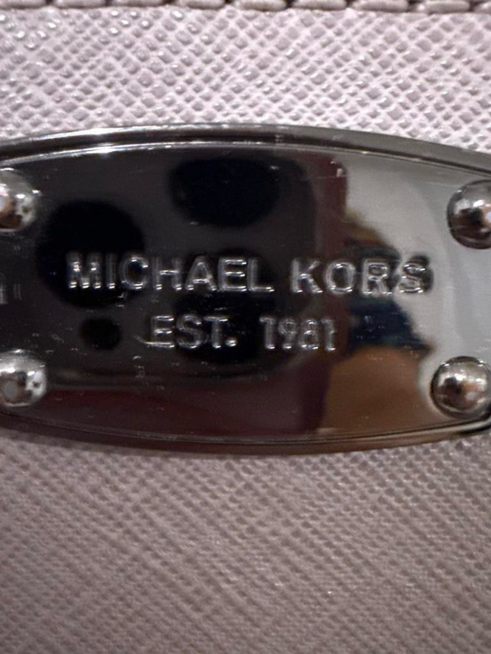 Michael Kors Light Gray Studded Saffiano Crossbody - Picture 3 of 6